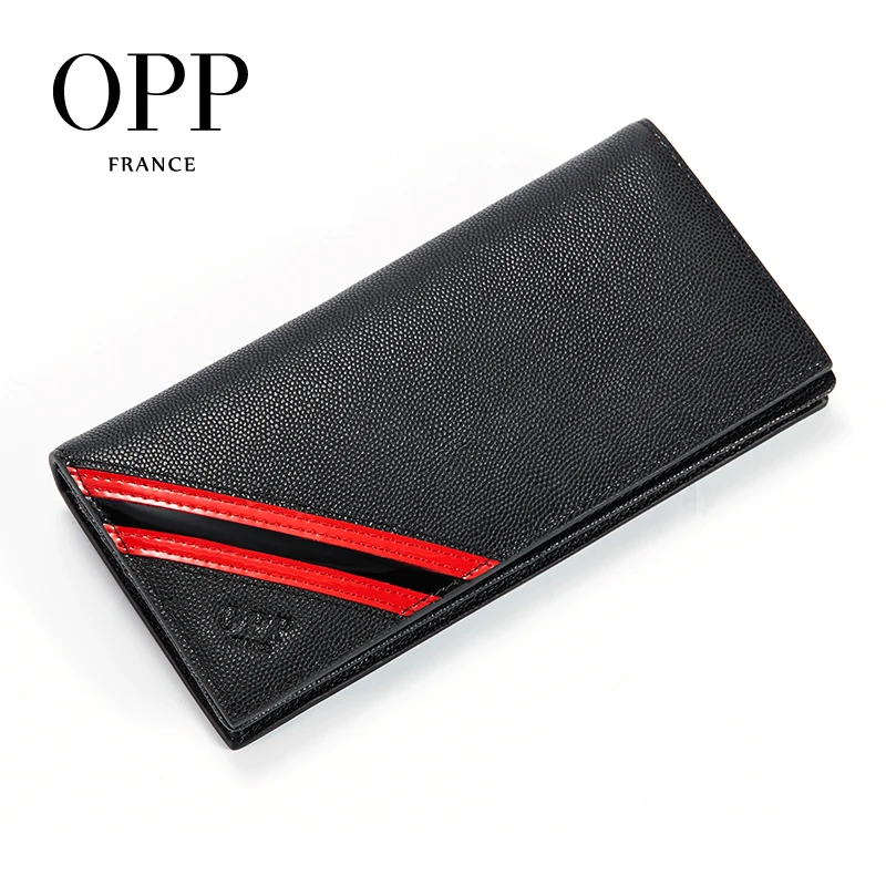 

OPP Men's Wallet Leather Business Long Wallet Fashion Folding England Style Wallet Cross Card Package