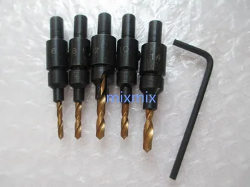 

Craftsman 5pc Wood Projects Countersinks Woodworking Countersink Drill Bits1/4 Round Shank Screws Drill Wood Countersunk+1 Wrech