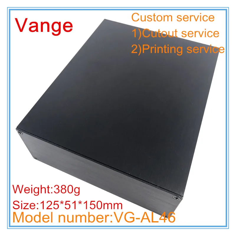 

2pcs/lot extruded split profiles shell 6063-T5 Aluminum enclosure box 125*51*150mm black color for electronic project