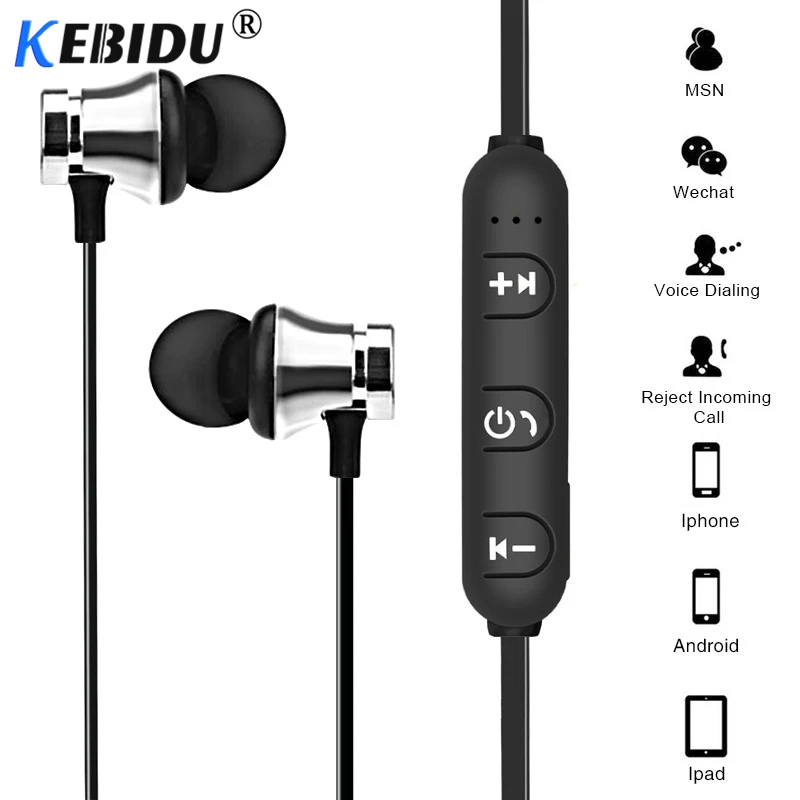 Магнитные Bluetooth наушники kebidu V4.2 притягивающая гарнитура водонепроницаемый