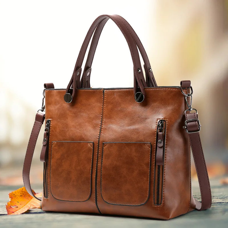 

2019 new fashion women's bags retro portable bags Europe and the United States double simple leisure shoulder Messenger bag