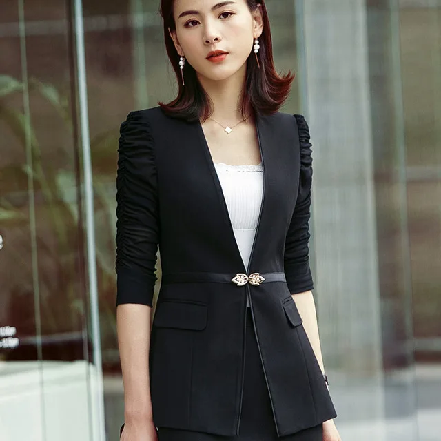 Fashion half sleeve women blazer OL New elegant plus size formal slim ...