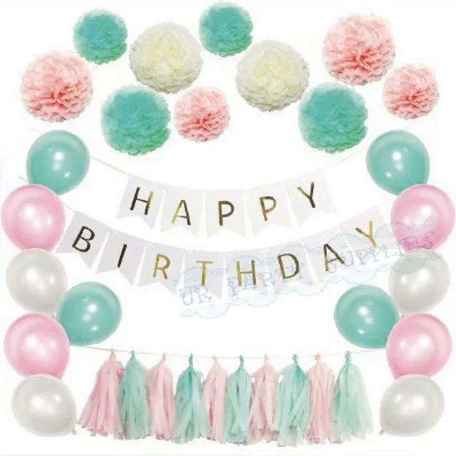 5 sets tiffany blue pink birthday decorations gold birthday banner