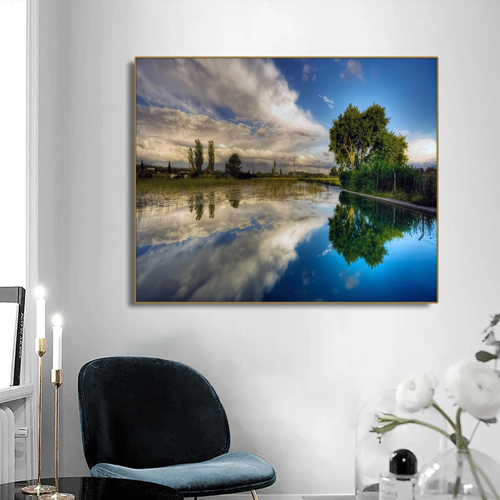 

Lake the Hills Add Radiance Wall Art Poster and Print Canvas Painting Calligraphy Decorative Picture for Living Room Home Decor