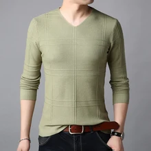 Новинка, модный брендовый мужской свитер, s пуловер, высокое качество, Приталенный джемпер, вязаный, v-образный вырез, осень, корейский стиль, повседневная мужская одежда