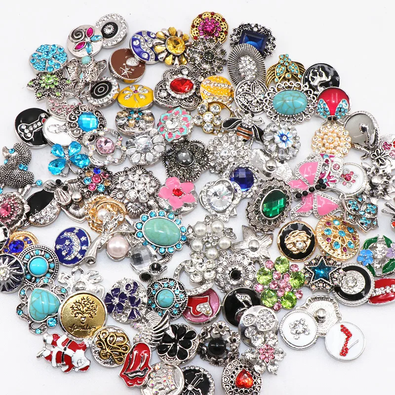 

Fashion 50pcs/Lot 18mm Snaps Buttons Mix Style For Snaps Jewelry Bracelets Pendants Etc