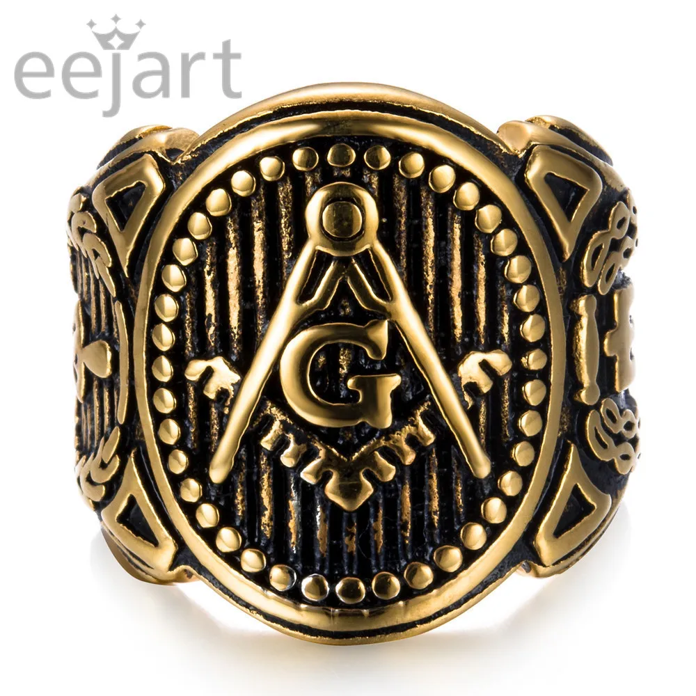 

Retro Gold Co'lo'r Masonic Ring for Men