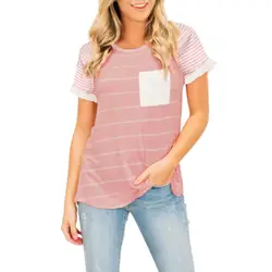 Рубашка для беременных, блузка с коротким рукавом, полосатые топы для кормящих, футболка для грудного вскармливания, для беременных женщин