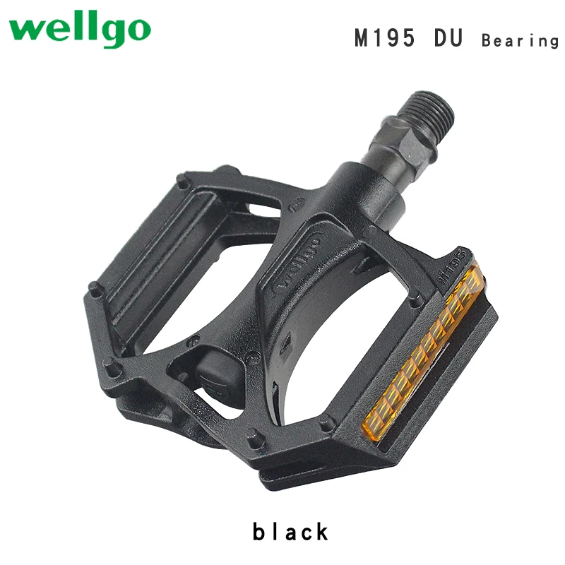 WELLGO-Aluminum Alloy Ultralight Bike Pedals, Mountain Bicycle Parts with Reflector, 2DU Bearing, M195