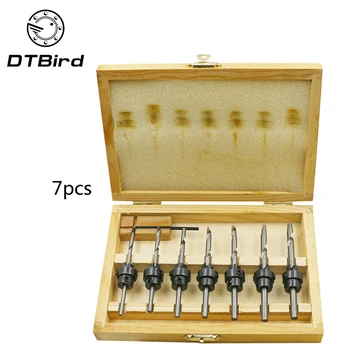 

7pcs/set Tapered Countersink Drill Bit Woodwork Carpentry Joinery Tapered Wood Pilot Hole Bits Hss Countersink Drill Bits + Case