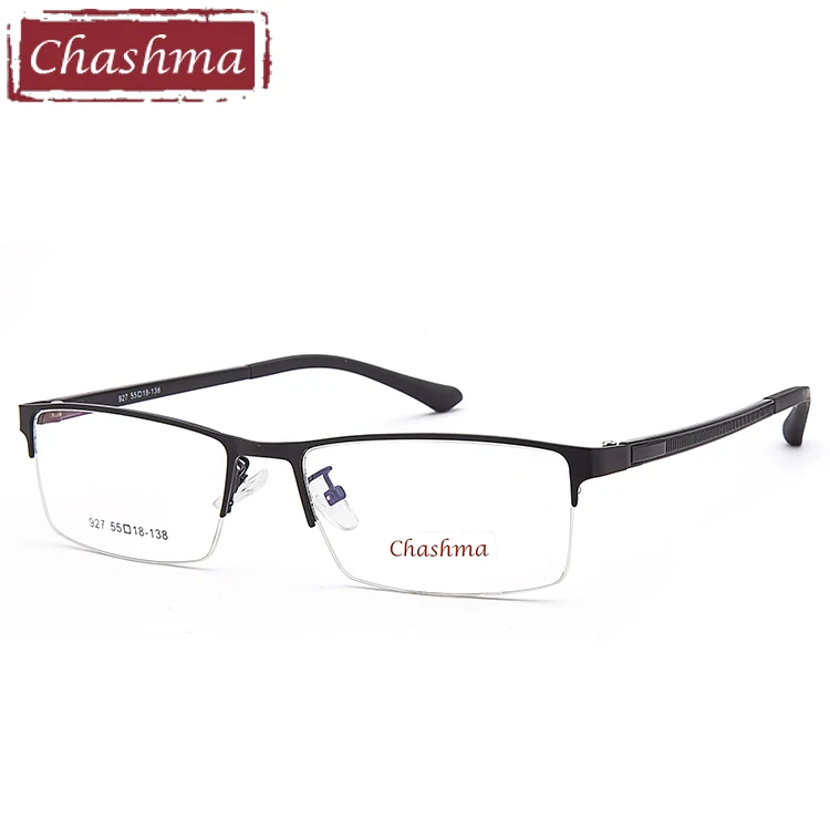 Бренд Chashma, мужские качественные оптические очки, модная оправа из сплава в полуоправе TR90, оправы для очков, оправы для глаз, мужские прозрачные линзы - Цвет оправы: Black