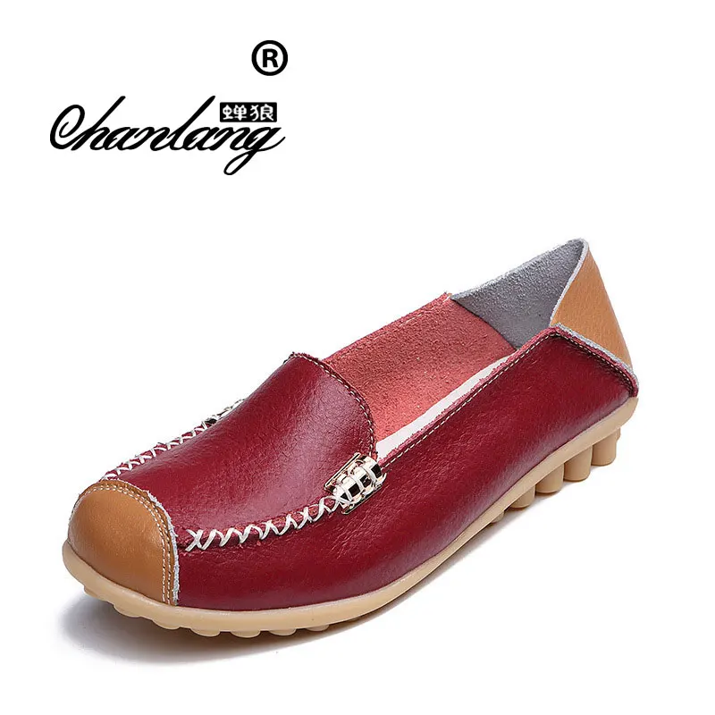 Cuir yellow wine Chaussures Sur Ballerine orange Glissement Appartements White Femelle En pink Mujer coffee Zapatos Automne navy Véritable Bout Casual red De Mocassins Ballet blue black Rond Red Femme AX4Pgdx