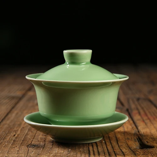 Креативный ледяной трещины текстура керамический Celadon Gaiwan с крышкой блюдце комплект китайский чайный набор кунг-фу пуэр чайник отправлен друг чайник - Цвет: 006