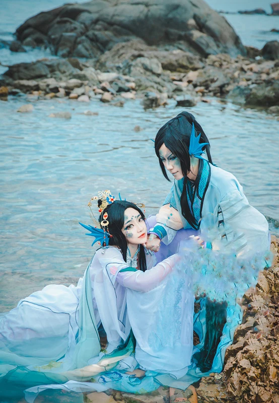 

3 Designs Green Koi Personification Family Gathering Cosplay Hanfu Daughter-Mum-Dad Anime Game Male Female Hanfu