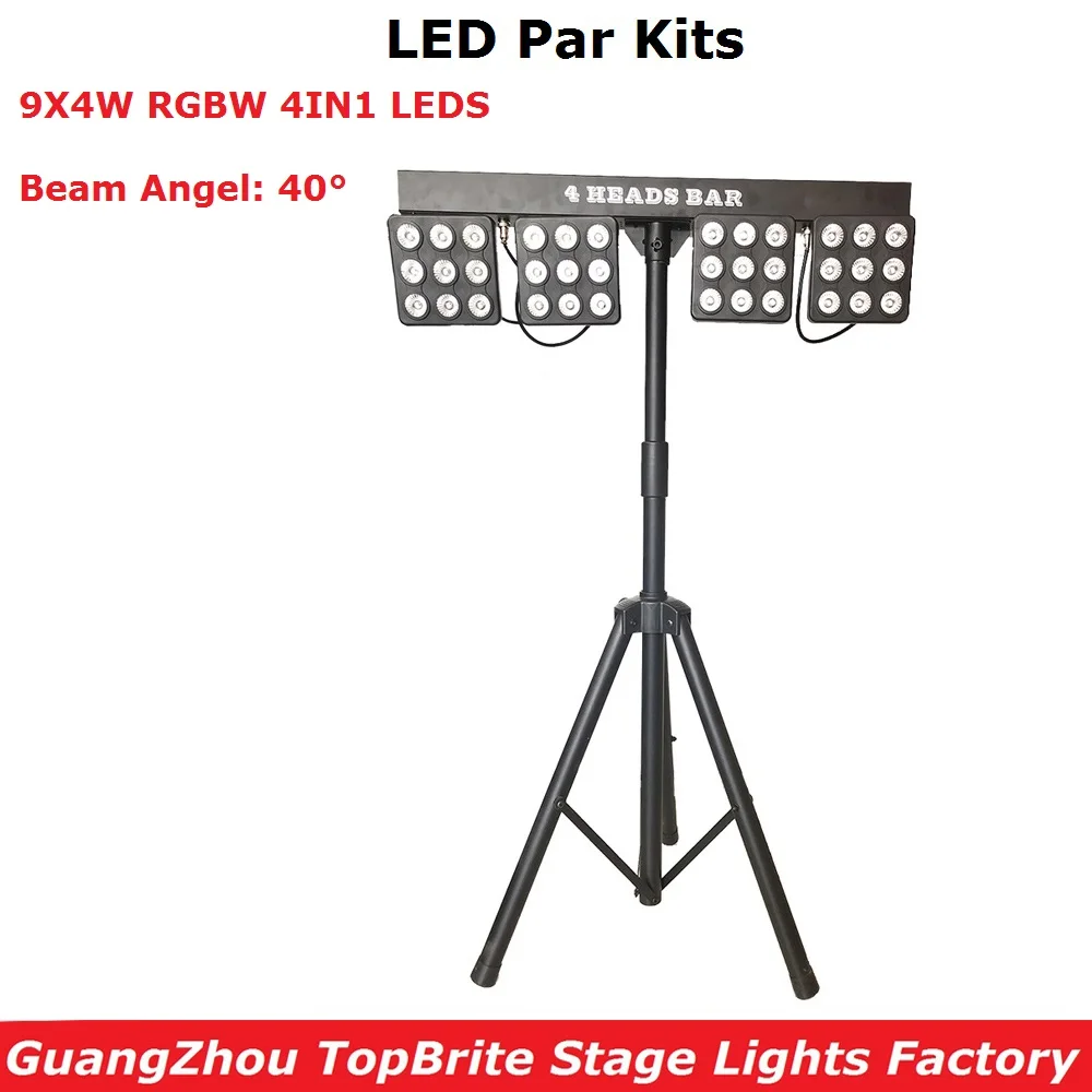

LED Par Kits 9X4W RGBW 4IN1 LED Flat Par Light DMX Controller Stage Light With Light Stand For Stage Party Wedding Disco Light