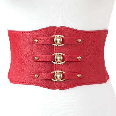 Винтажный Готический ремень в стиле стимпанк для женщин, корсеты и бюстье под грудью, Корсеты с кожаными ремешками - Цвет: Красный
