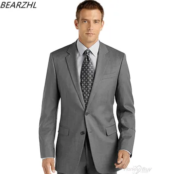 

men's 3 piece wedding suits groom tuxedo mid gray custom made suit 2020