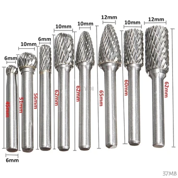 

8Pcs 1/4" Tungsten Carbide Burr Bit 6mm Rotary Cutter Files CNC Engraving Tool Nice Gifts