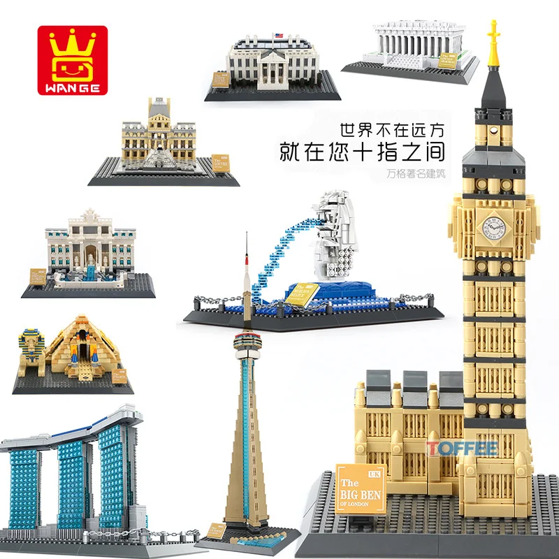 

World Architecture Series Compatible Legoe Big Ben Di Trevi White House Pyramid Louvre Building Blocks Bricks Model Toy kids