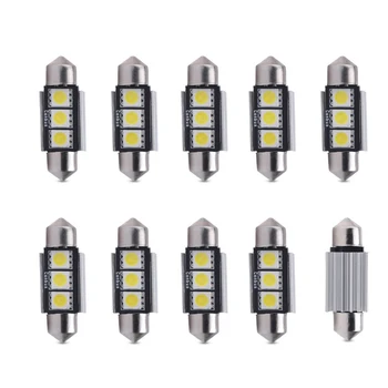 

10pcs Canbus Festoon 36mm 39mm 42mm 3 SMD 5050 Error Free Auto Bulb Dome light C5W LED car License Plate Light Bulbs 12V