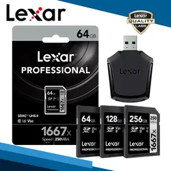 Lexar 1667x памяти карты SDXC и SD UHS-II устройство для чтения карт USB 3,0 256 ГБ 128 Гб 64 ГБ для 1080p HD 3D 4K видео Камера вождения Регистраторы