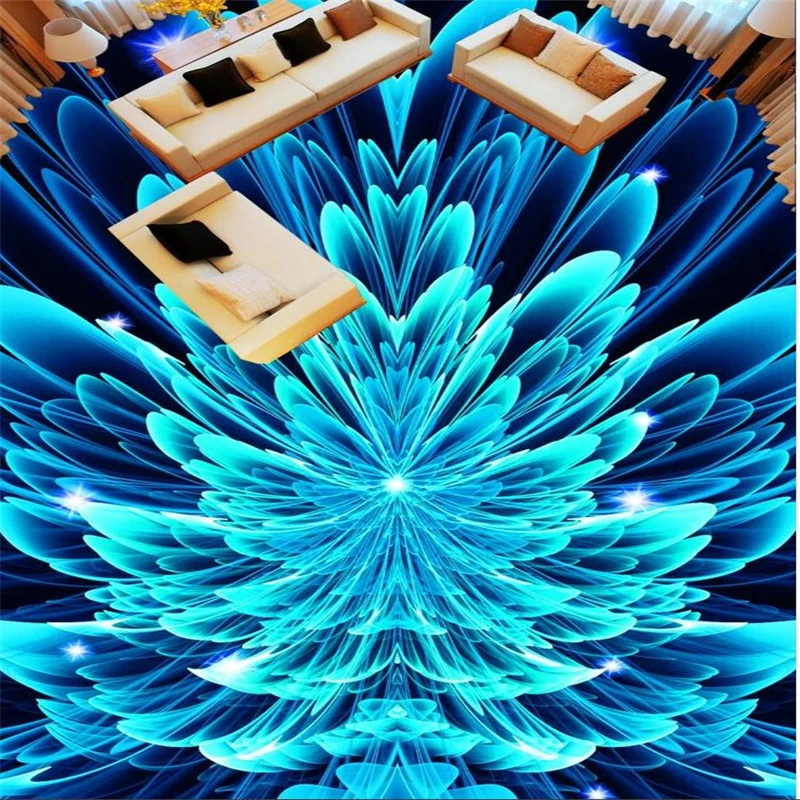 Beibehang Custom Photo flooring Mural Wallpaper Abstract Blue Dream Floral 3D Floor Toilet Living Room Decoration 3d flooring брелок dream cosmonaut blue mix