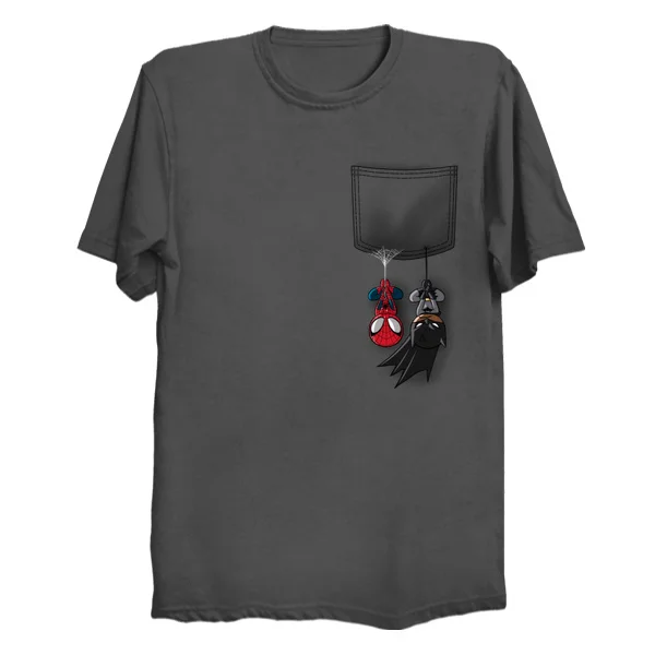 New Printed Men T Shirt Cotton tshirt Bat spider pocket O-Neck Short-Sleeve Women T-Shirt | Мужская одежда