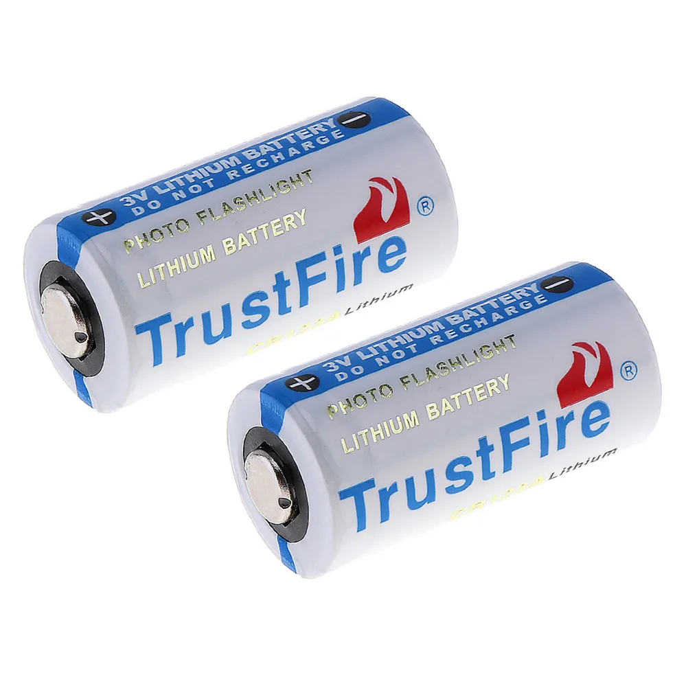 8 шт./лот TrustFire 3V 1400 мА/ч, 16340 CR123A литий Батарея с предохранителем и универсальным питанием-от источника переменного или клапан сброса давления для Светодиодный фонарики Налобные Камера гарнитура