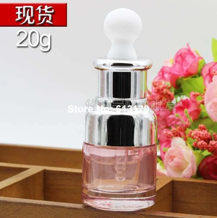 Download 20pcs 20ML Pipette Dropper bottles Empty Pink Glass Essential Oil vials with Silver collar ...