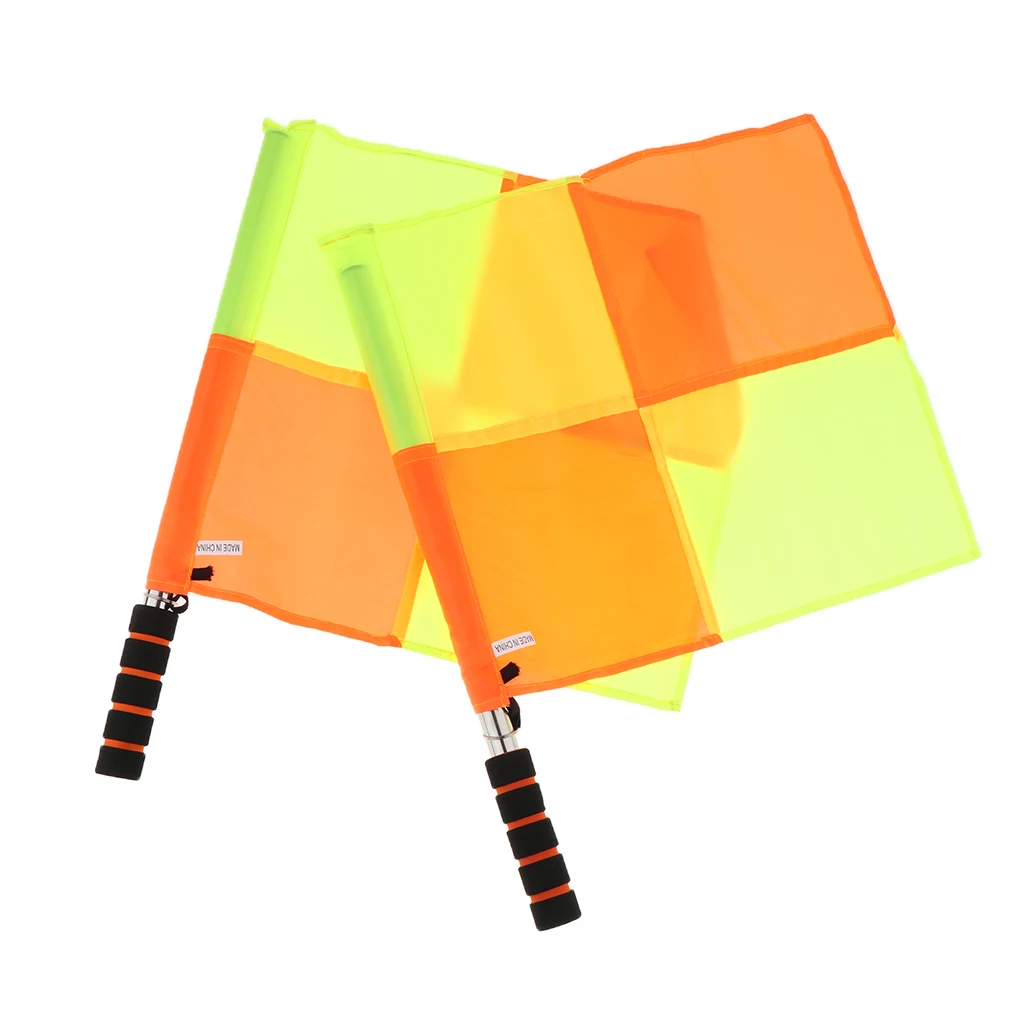Set of 2 Sports Game Referee Flags Football Match Linesman Flags with 2 Bright Colors
