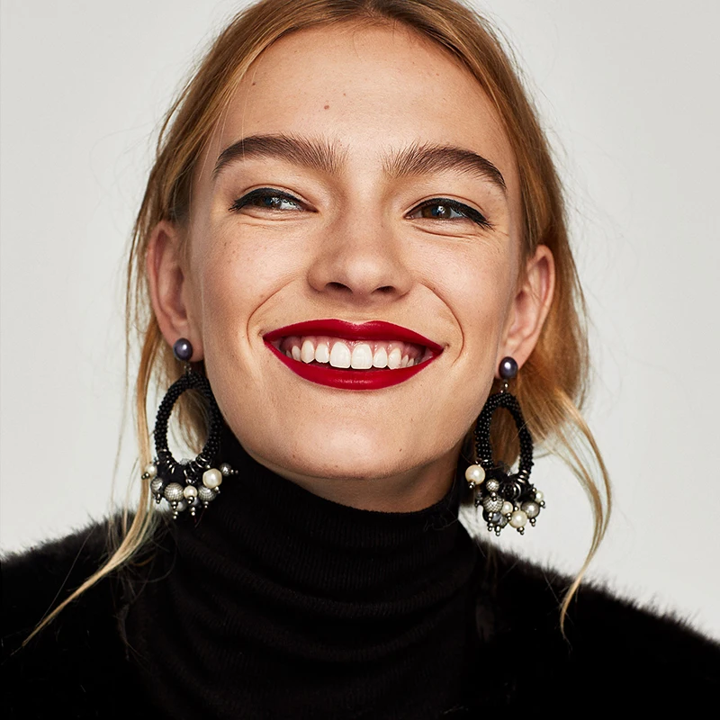 

JURAN New Design 2017 Fashion Simulated Pearl Earrings 7 Colors Lace Statement Earrings Jewelry Drop Dangle Earrings for Women