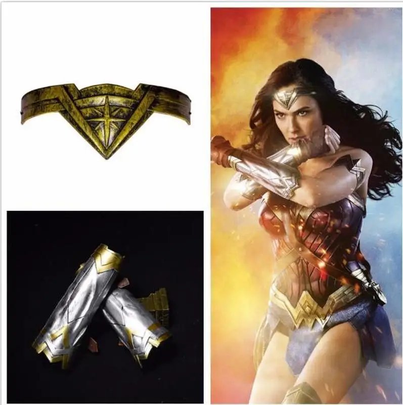 Хэллоуин супергерой Bracers Wonder Woman Diana Prince Косплей нарукавник гаунтлет и Тиара повязка на голову Корона запястье