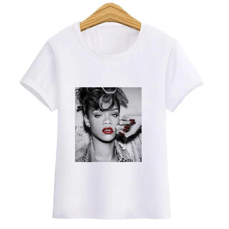 Футболка Rihanna Art Женская и мужская Свободная футболка с короткими рукавами R & b поп
