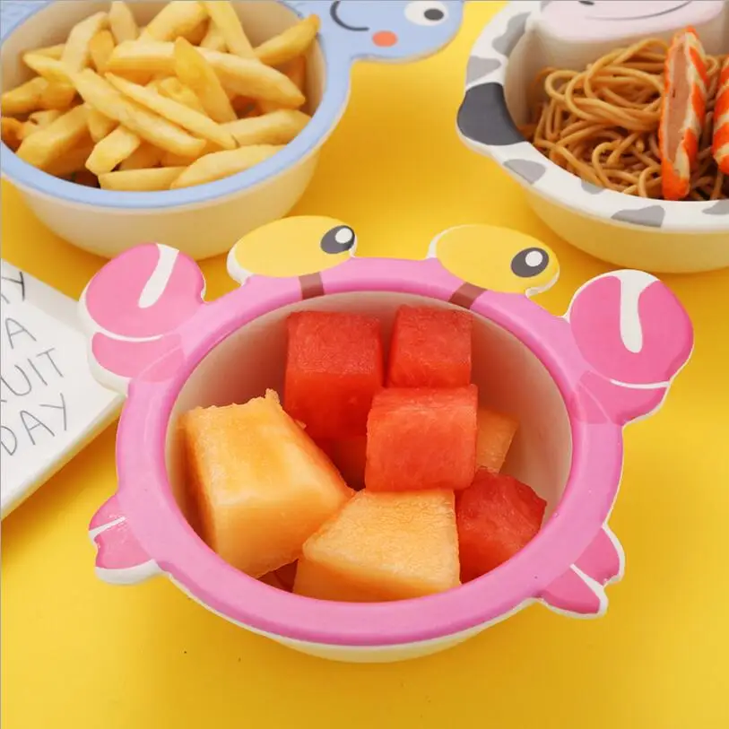 Bamboo Fiber Children's Dishes Cartoon Animal Baby Feeding Bowl Creative Food Supplement Bowls Kids Tableware Gift Dinnerware