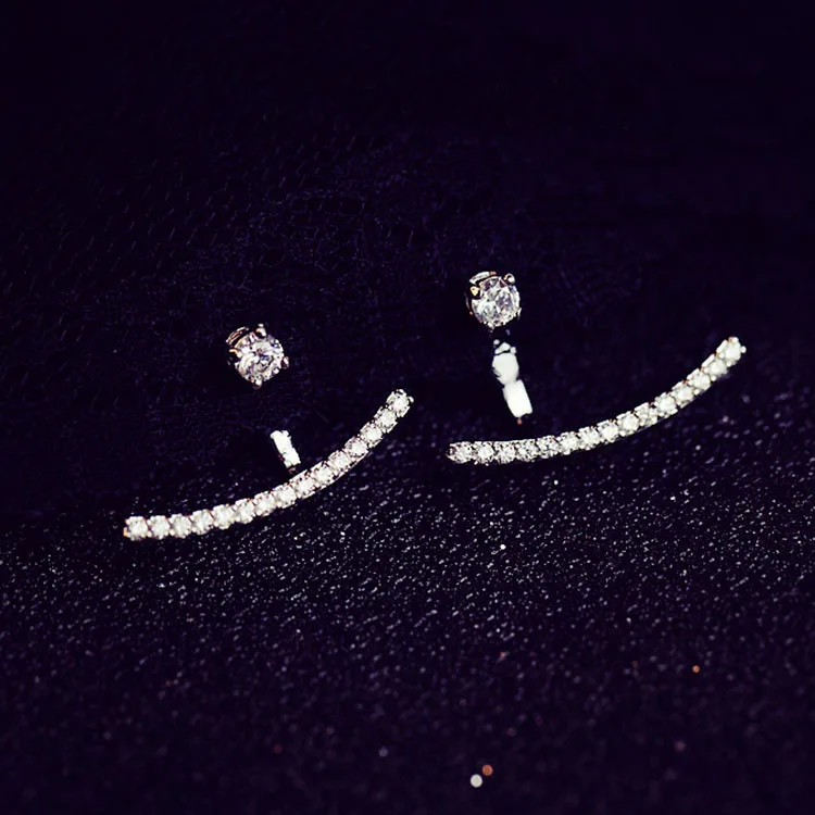 

Hot Sales Unique Simple Earring New Fashion Micro-inlaid Zircon Arc Earrings For Women ZK40