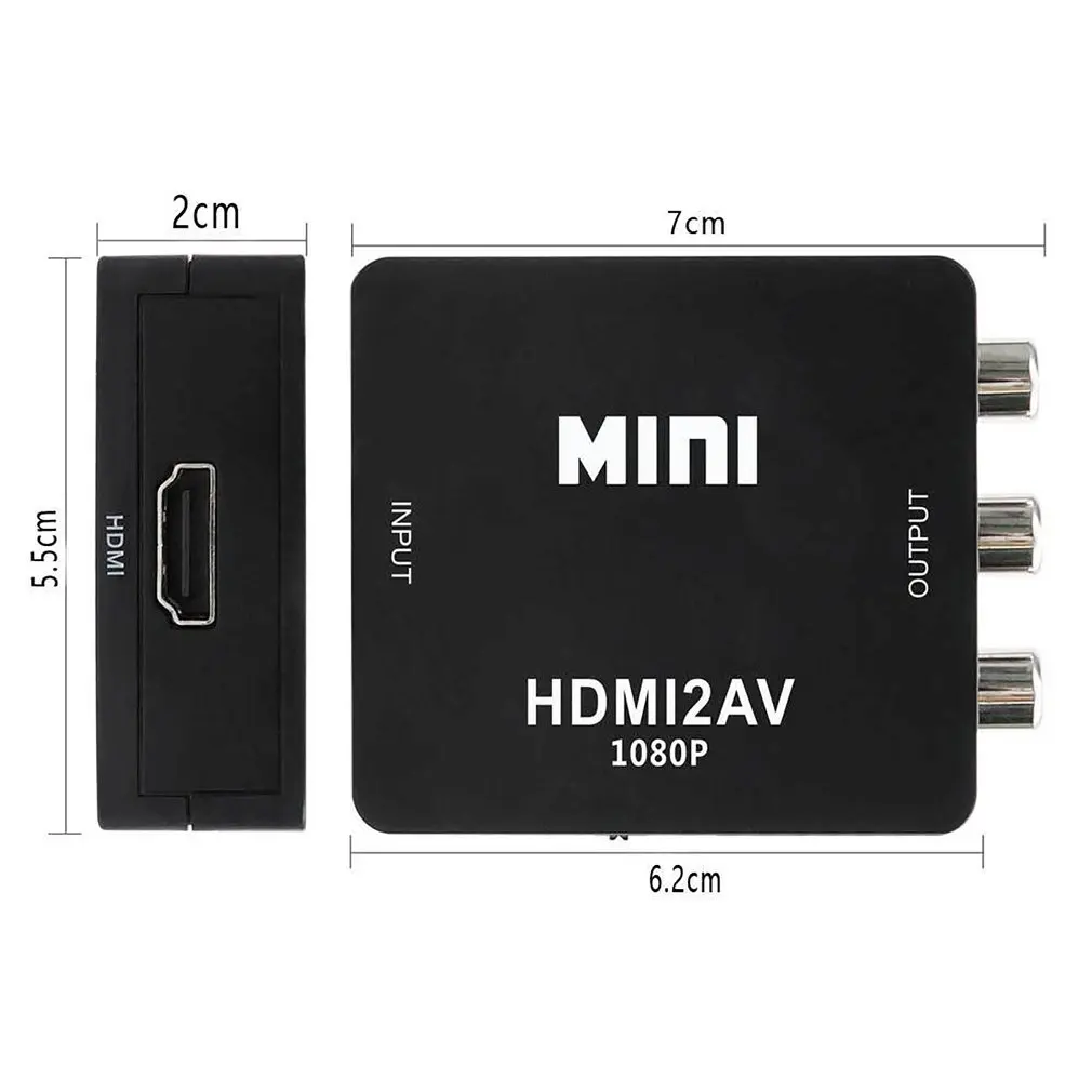 RCA к HDMI, GANA 1080P Мини RCA композитный видеосигнал AV к HDMI видео аудио конвертер адаптер с usb-кабелем для зарядки