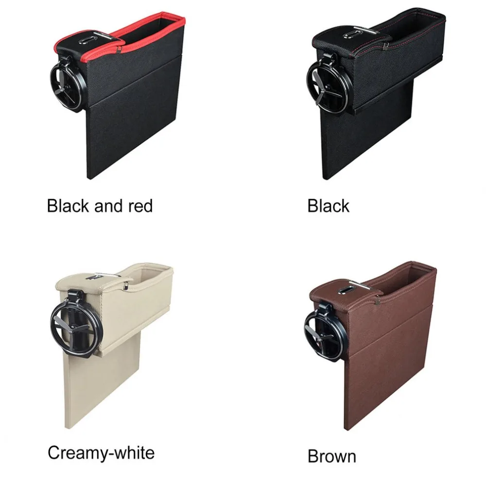 

New PU Leather Seat Side Storage Box Multifunction Auto Gap Catcher Coin Collector Cup Holder Car Styling Interior Accessories