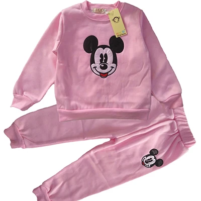 Осенне-зимняя детская одежда; Камуфляжный плотный комплект одежды для маленьких мальчиков; одежда для маленьких мальчиков; Детский костюм с Минни для девочек - Цвет: Розовый