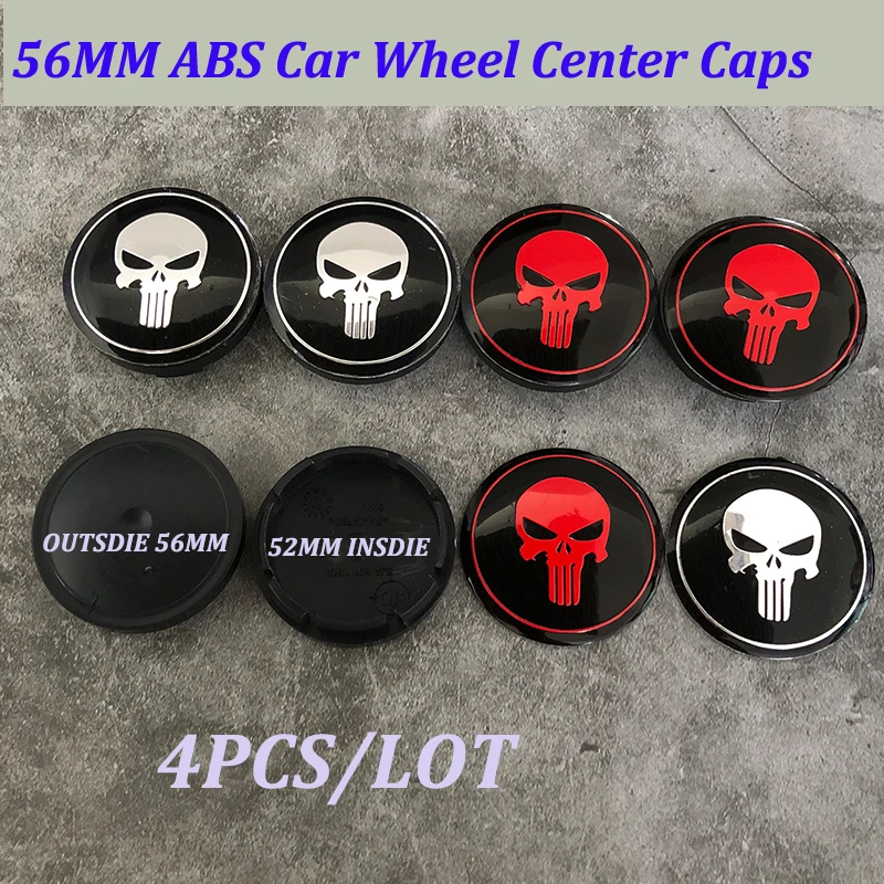 

For skoda mazda vw bmw nissan jeep 56mm For punisher logo badge Car Wheel Hub Cap 4pcs /lot Auto Wheel Center Cover Car Emblems