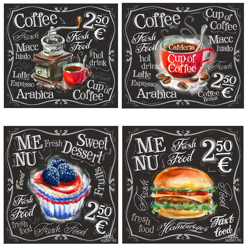 

5D Diamond Painting by number Kits,cofee menu brand Paint sticker, Embroidery Combination Paint wedding decoration accessories