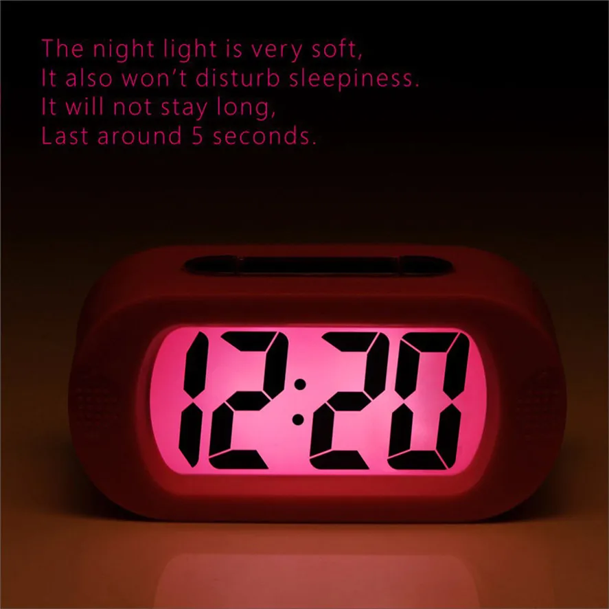 New LCD Digital Alarm Clock 1PC Digital LCD Travel Alarm Clock with Snooze Good Night Light Sound Alarm Clocks Dec14#30