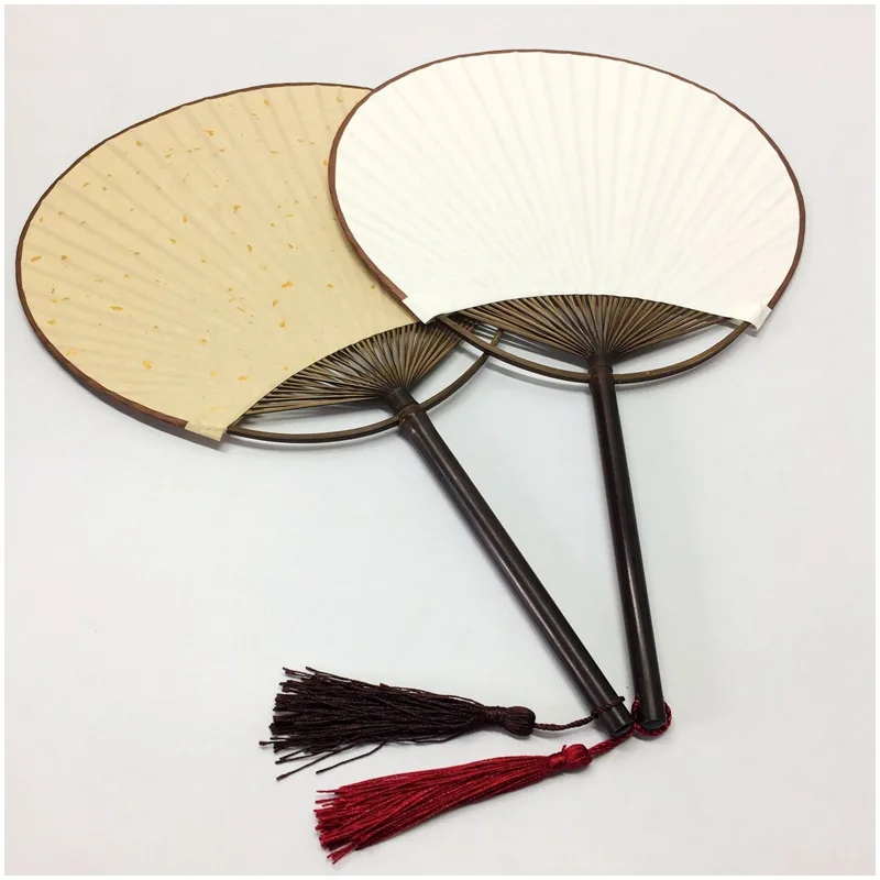 20pcs/lot Japanese Style White Paddle Hand Fan With Tassels Party