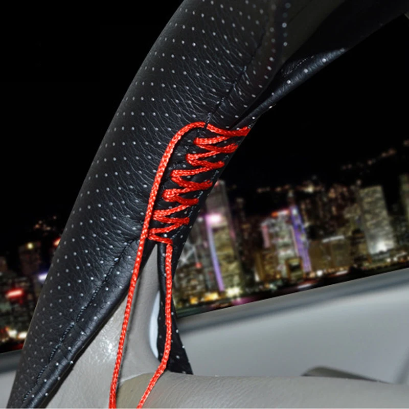 

Car Steering Wheel Cover 38cm 40CM Hand Stitched DIY Microfiber Wheel Cover of Car With Needle and Thread Interior Accessories