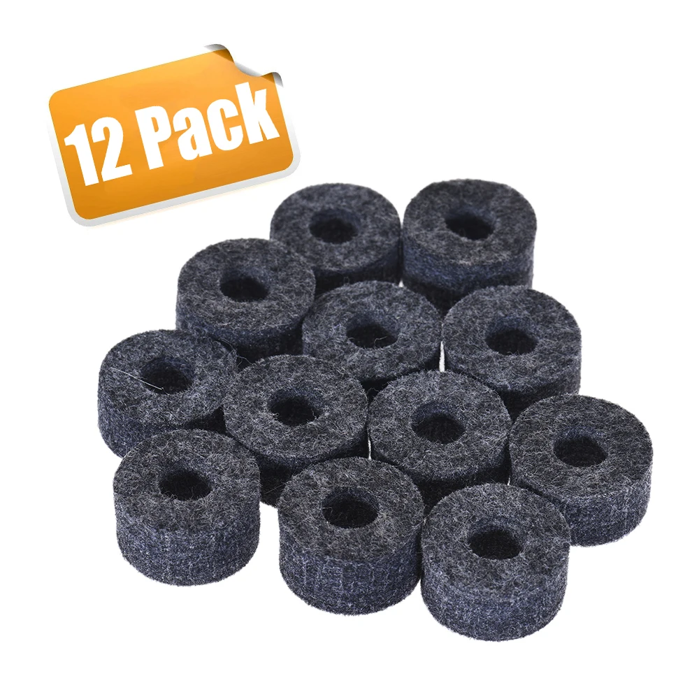 

12pcs Cymbal Felts Hi-Hat Clutch Felt Drum Set Cymbal Stand Felt Washer Small Size Gray
