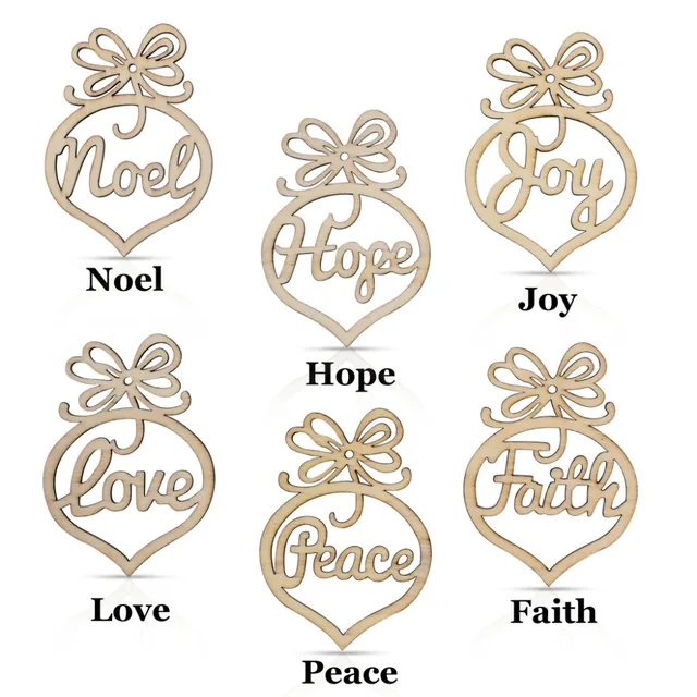 Faith Hope Joy Round Wood Ornaments