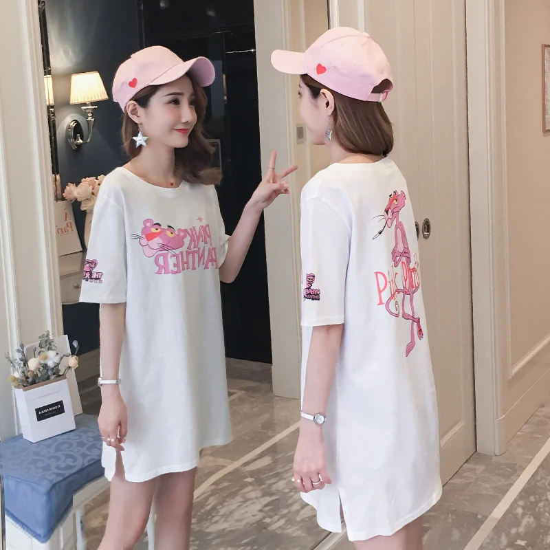 Одежда для беременных Летний Свободный, в Корейском стиле с мультяшным принтом для беременных женщин футболка платье юбка для беременных