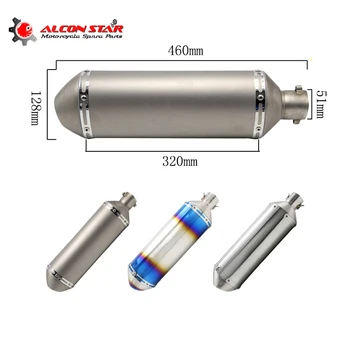 

Alconstar- 460mm Length Universal Motorcycle AK Exhaust Pipe Muffler with DB Killer Motocross Yoshimura ATV Z750 Muffler
