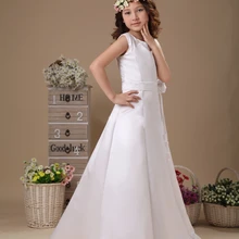 Красивые Простые Белые Платья с цветочным узором для девочек платья для первого причастия Vestido Para Daminha с поясом