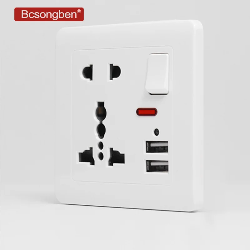 Настенная розетка Bcsongben с двумя usb портами универсальная управления а настенное