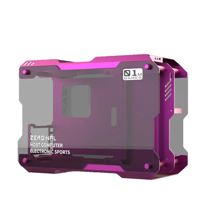  ZEAGINAL MATX ITX PC Case Gaming Gamer Grape Pot For Water Cooling DIY Loop Full Aluminum ZC-01M